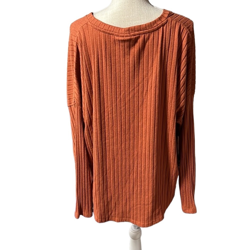 SO Long Sleeve Button Up Sweater Blouse Rust Orange Brown Juniors Size XXL - Picture 5 of 7